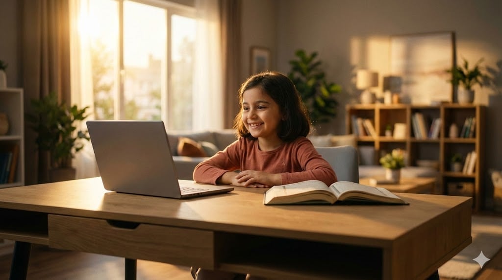 Muslim child reading Quran